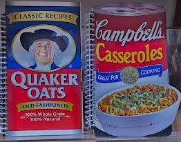 LOT OF 5 BRAND NAME DIE-CUT VINTAGE COOKBOOKS: CAMPBELL's CASSEROLES, HERSHEY's COCOA, LIPTON SOUP RECIPES, QUAKER OATS CLASSIC RECIPES, LAND O LAKES
