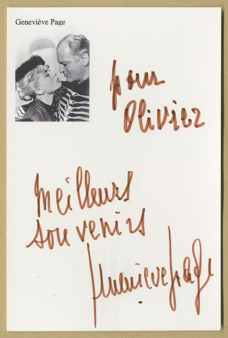 [Signé] Geneviève Page (1927-2025) - Carte dédicacée - 2000s Geneviève Page (1927-2025) - Actrice française [Bon]