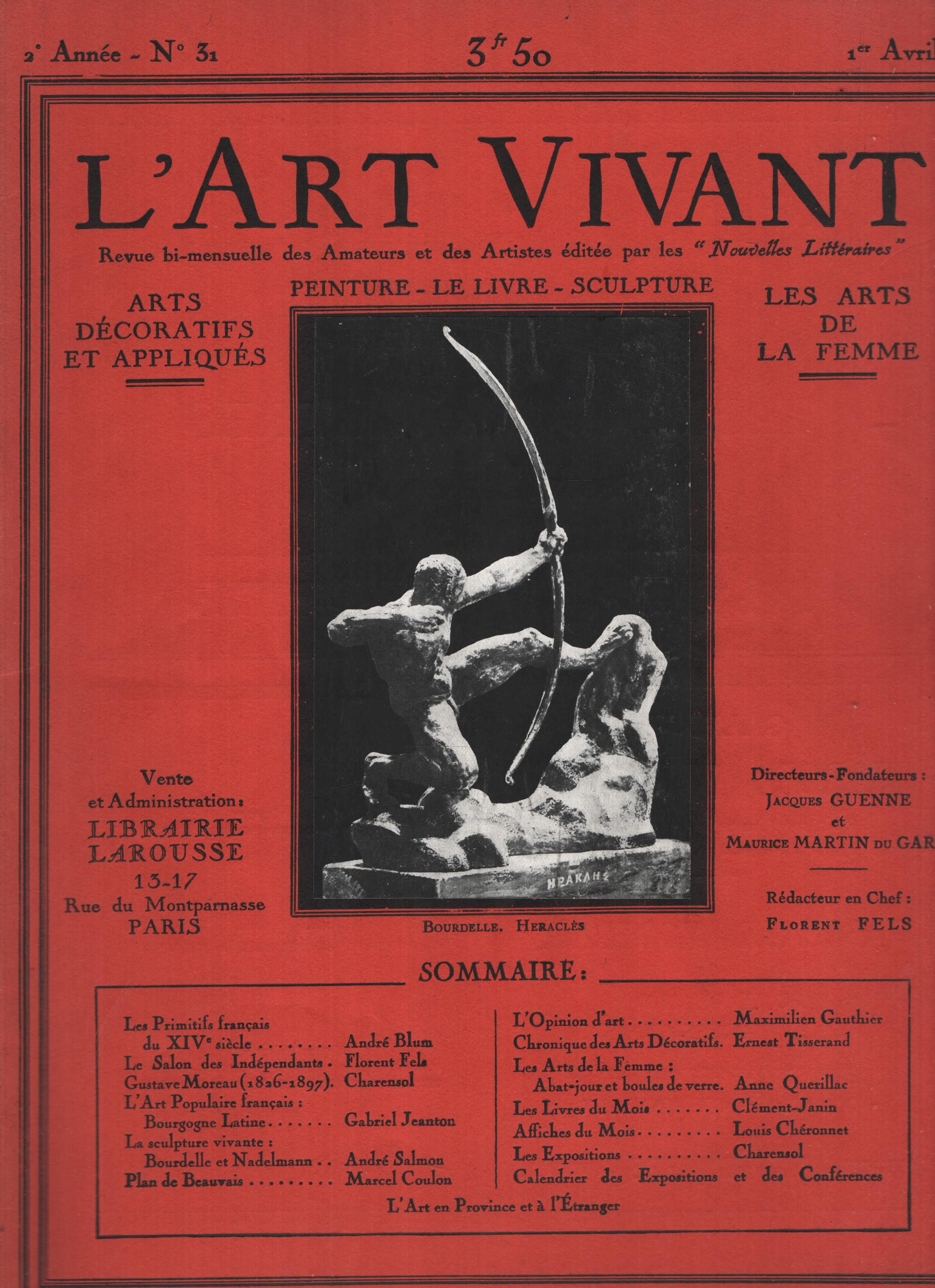L'Art vivant; arts décoratifs et appliqués; peinture; le livre; sculpture; les arts de la femme. Revue bi-mensuelle des amateurs et des artistes; 2em