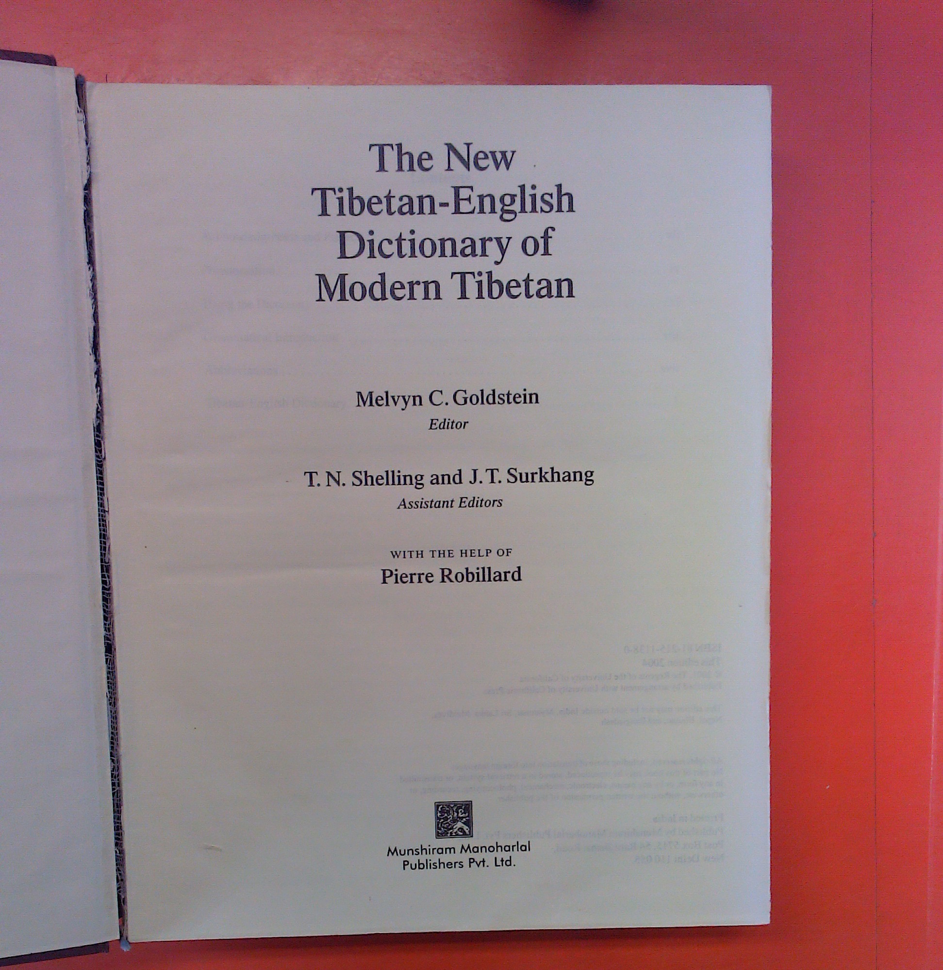The New Tibetan-English Dictionary of Modern Tibetan by Goldstein