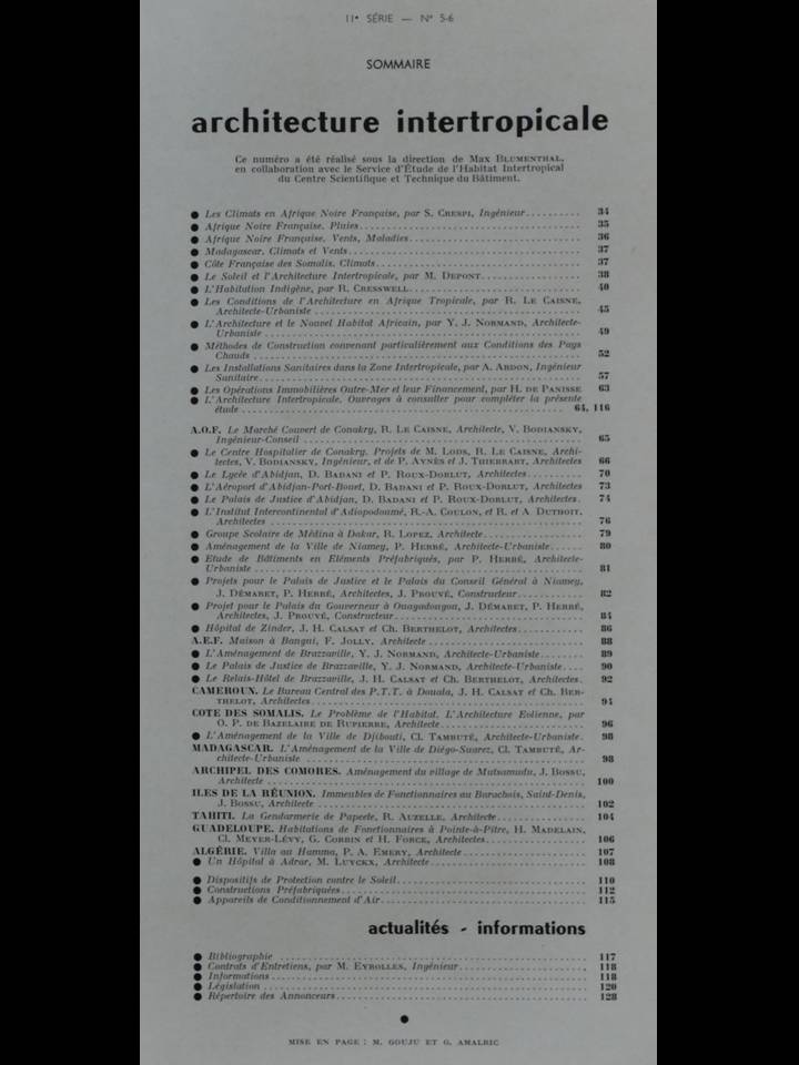 TECHNIQUES ET ARCHITECTURE n°5-6 1952 - Jean Prouvé, ARCHITECTURE INTERTROPICALE [Bon] [Couverture souple]