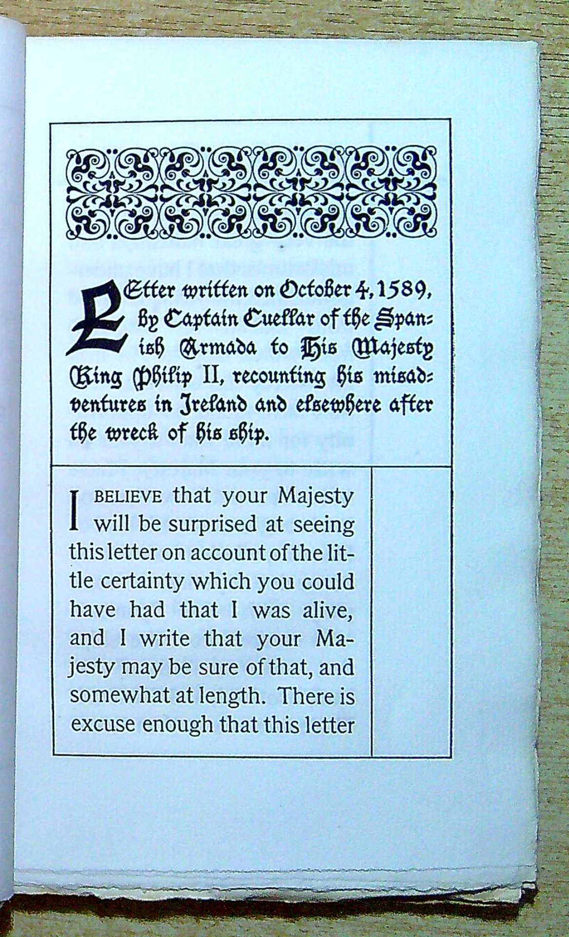 A Letter written on October 4, 1589 by Captain Cuellar to HM King Philip II Cuellar, Captin (trans by Henry Dwight Sedgwick) [Assez bon] [Couverture