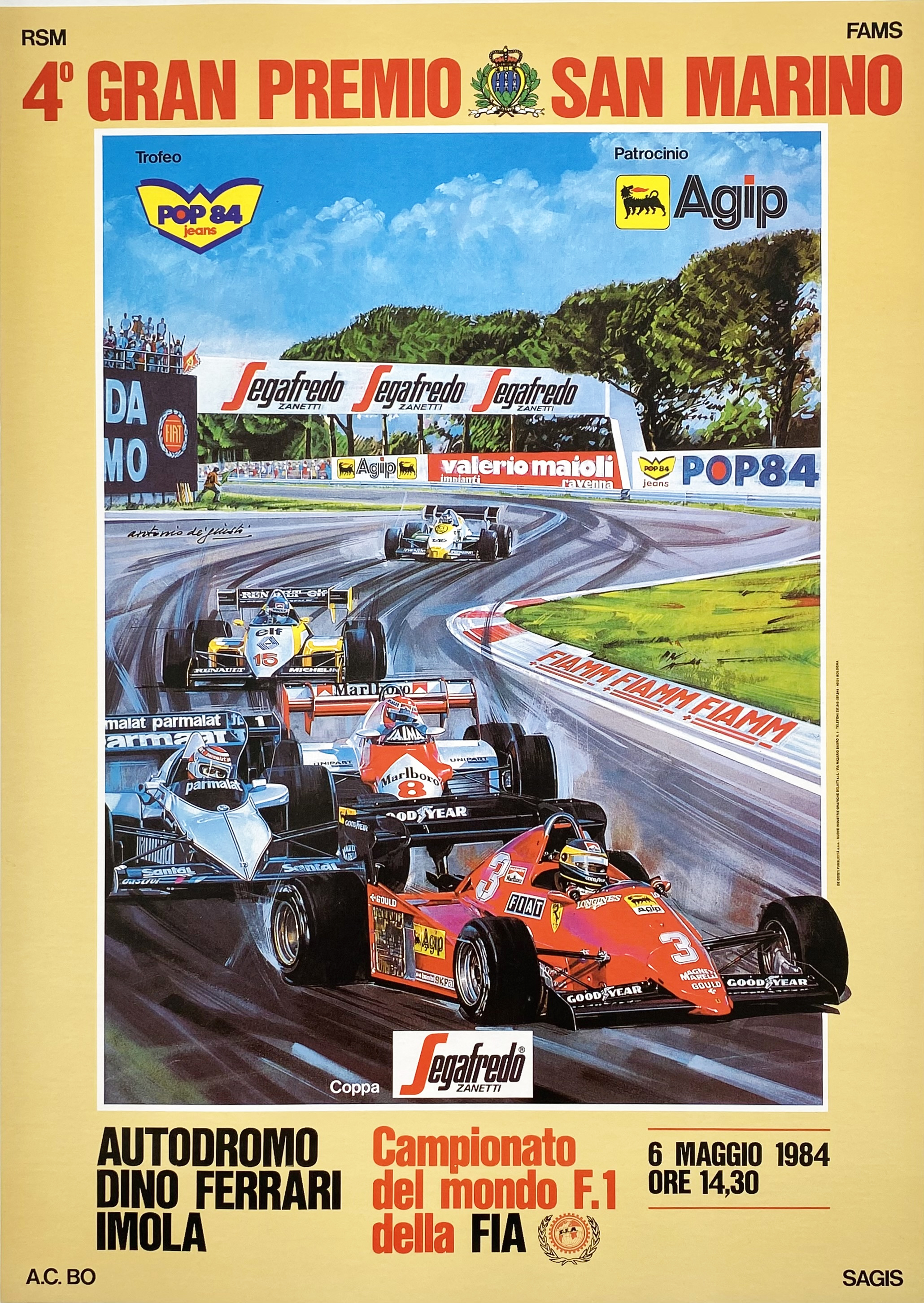 Original Vintage Poster - 4e Gran Premio di San Marino Antonio de Guisti [Très bon]