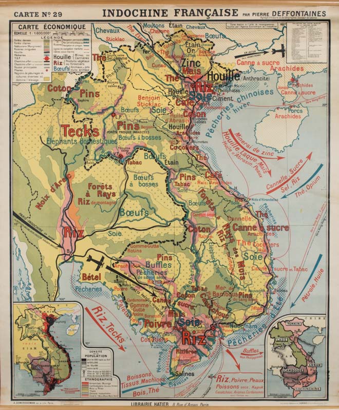 Indochine Française. Carte Économique. Carte No. 29. von DEFFONTAINES ...