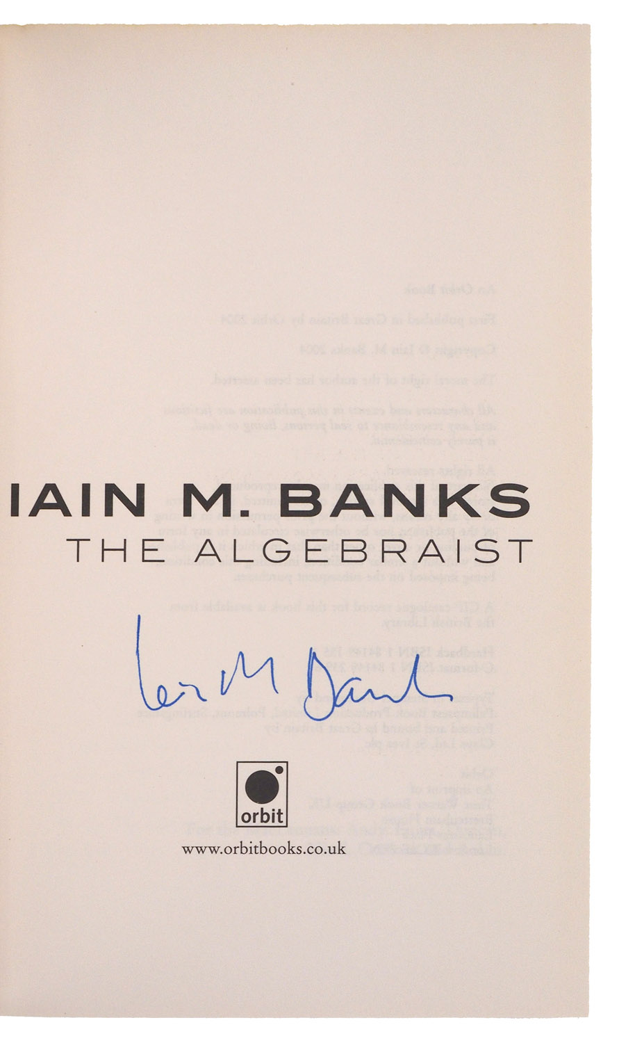 The Algebraist. by Banks, Iain M.: (2004) Signed by Author(s ...