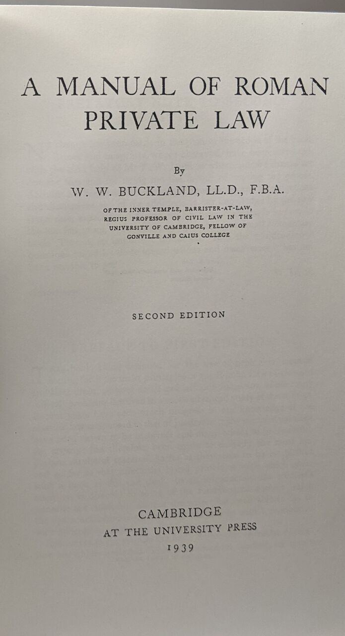 半額ストア Manual A of Buckland by édition) (second Law Private Roman 洋書