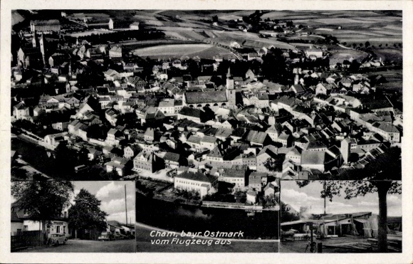 Ansichtskarte / Postkarte Cham in der Oberpfalz, Fliegeraufnahme ...