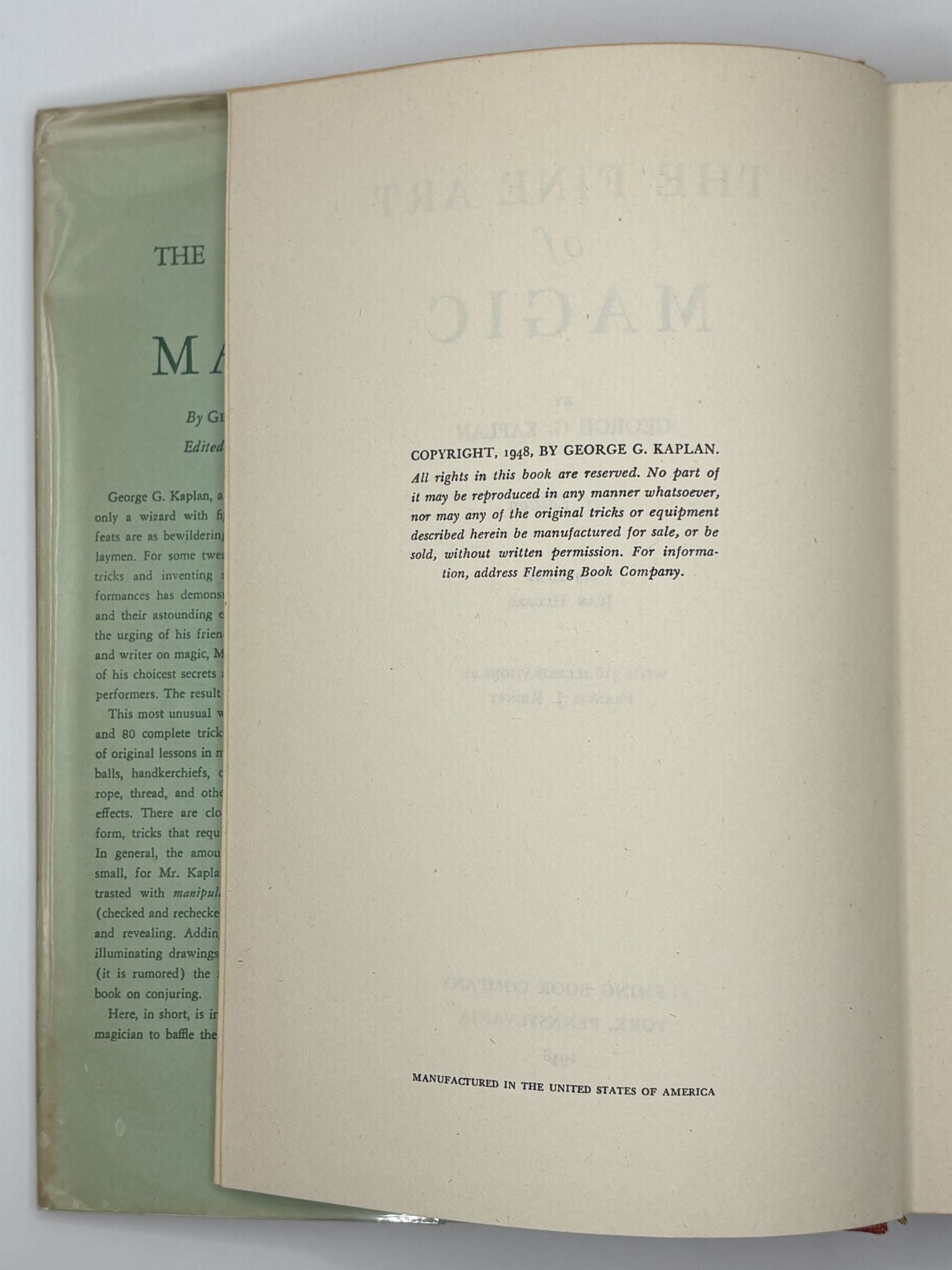 THE FINE ART OF MAGIC by Kaplan, George G.: Hardcover (1948