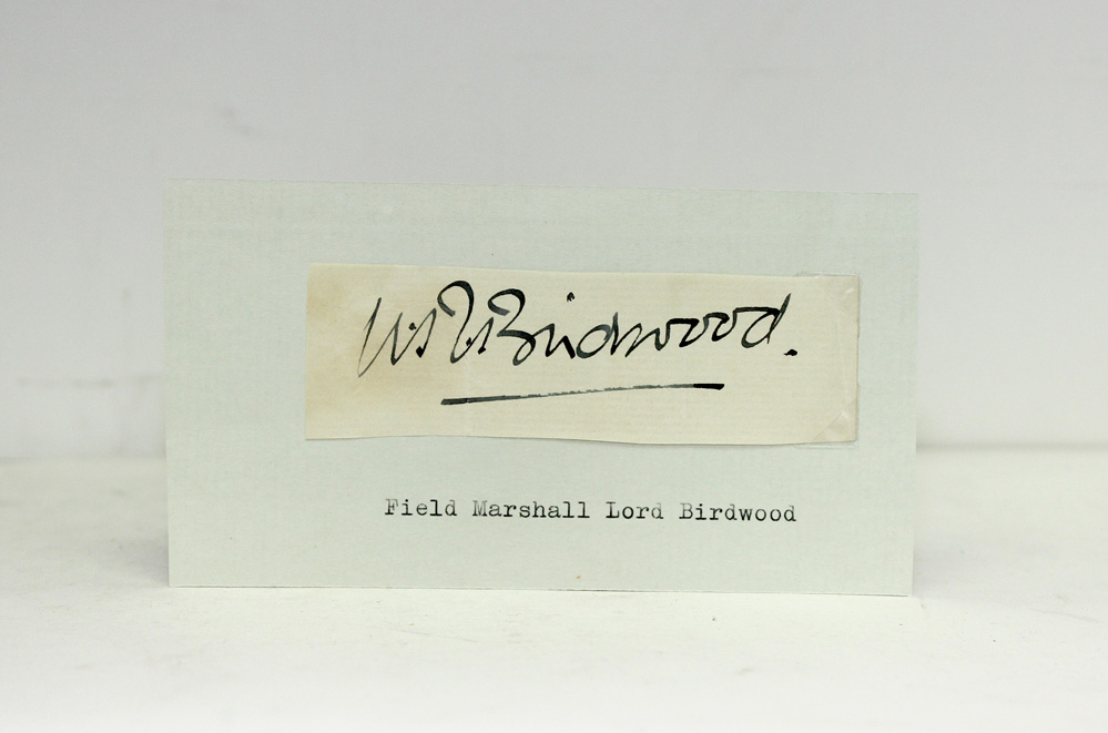 An Original Paper Slip Signed by Field Marshal William Riddell Birdwood ...