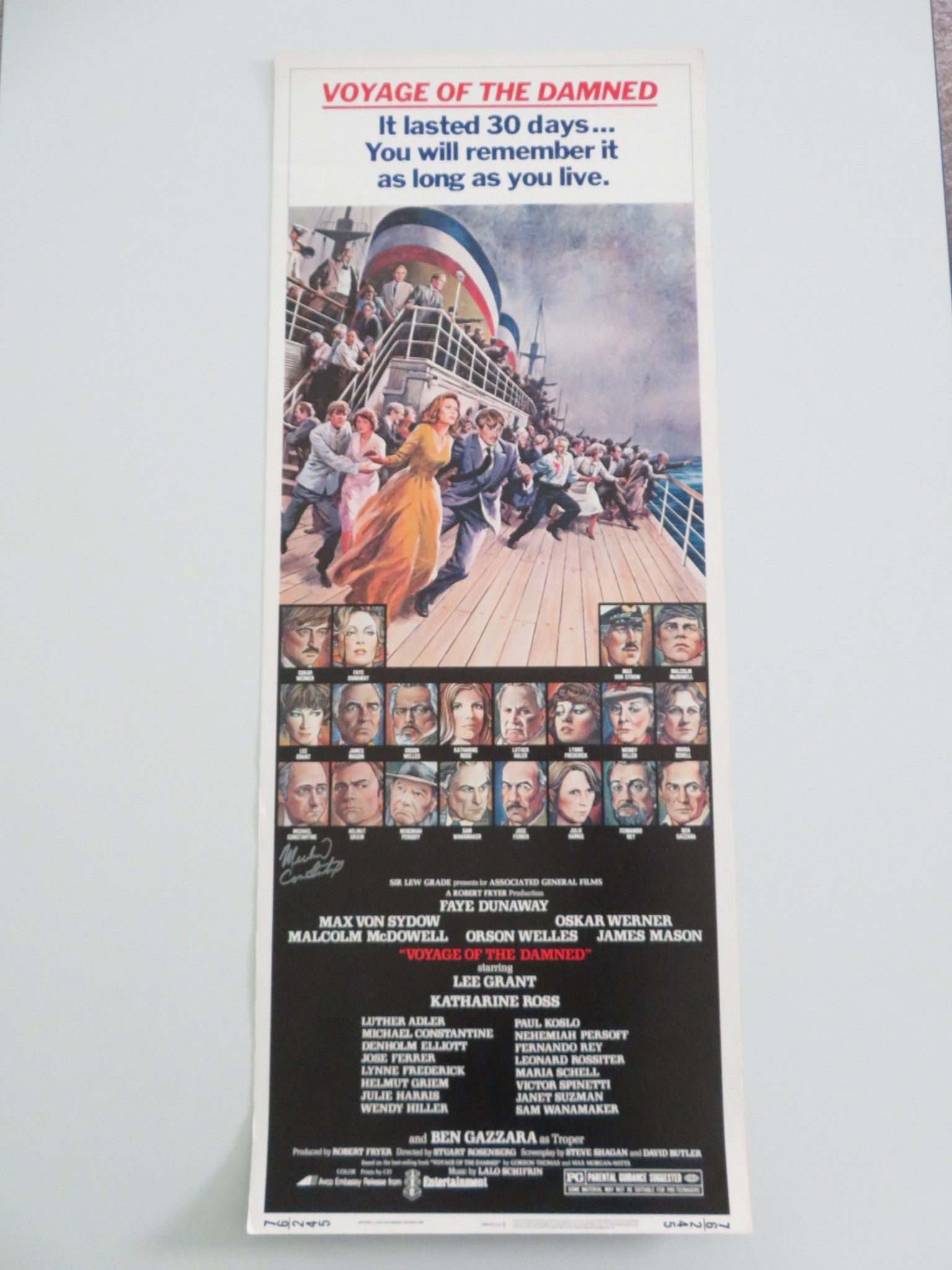 VOYAGE OF THE DAMNED US INSERT POSTER SIGNED BY MICHAEL