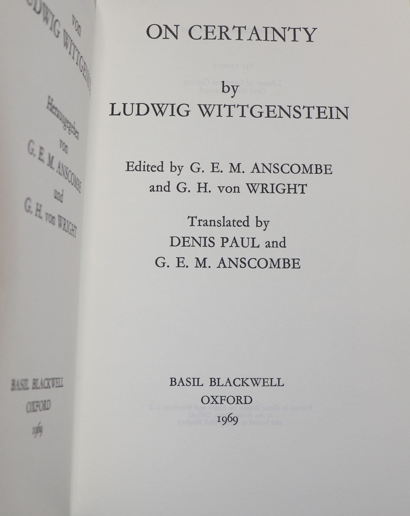 On Certainty by Wittgenstein, Ludwig: Very Good or better