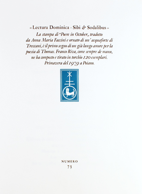 [Signé] Poem in October Thomas, Dylan; Ernesto Treccani (illus.) [Très bon] [Couverture rigide]