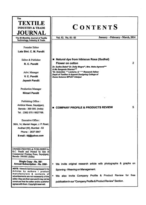 The Textile Industry and Trade Journal Vol. 52, No. 1-3 [Neuf]