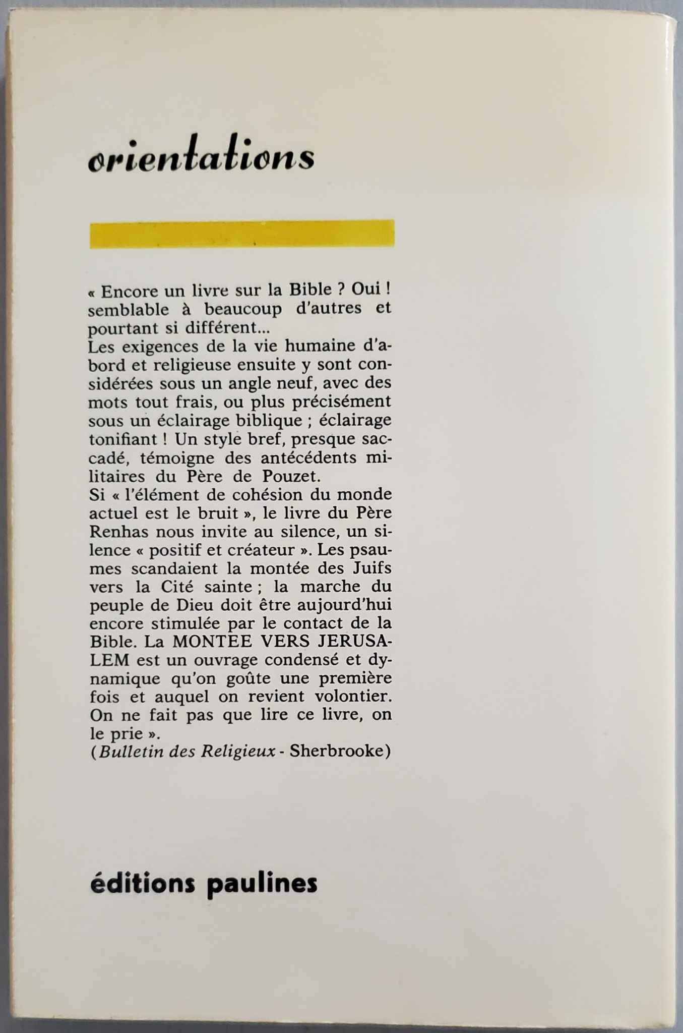La montée vers Jérusalem Eric M. Renhas de Pouzet [Assez bon] [Couverture souple]