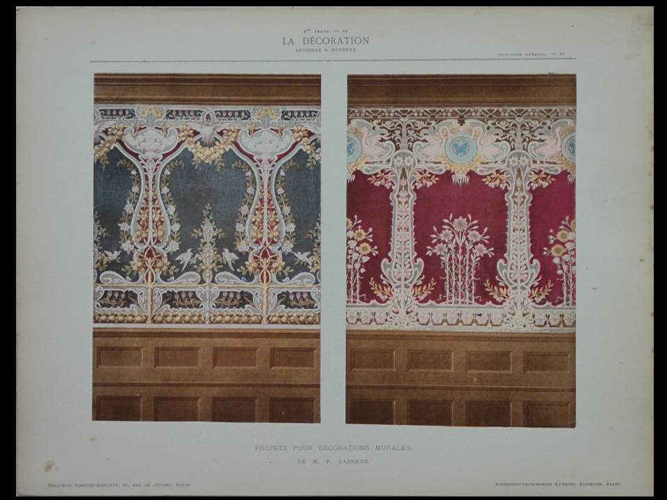 PROJETS POUR DECORATIONS MURALES, LABREUX, ART NOUVEAU - PLANCHE 1901 - [Bon]