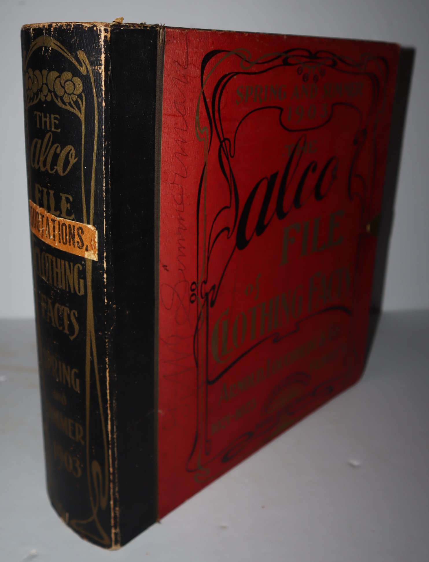 The Alco File of Clothing Facts. Spring and Summer 1903. Arnold, Louchh. Alco System Clothes. eim & Co. 1021-1023 Filbert St. Philadelphia. [Together