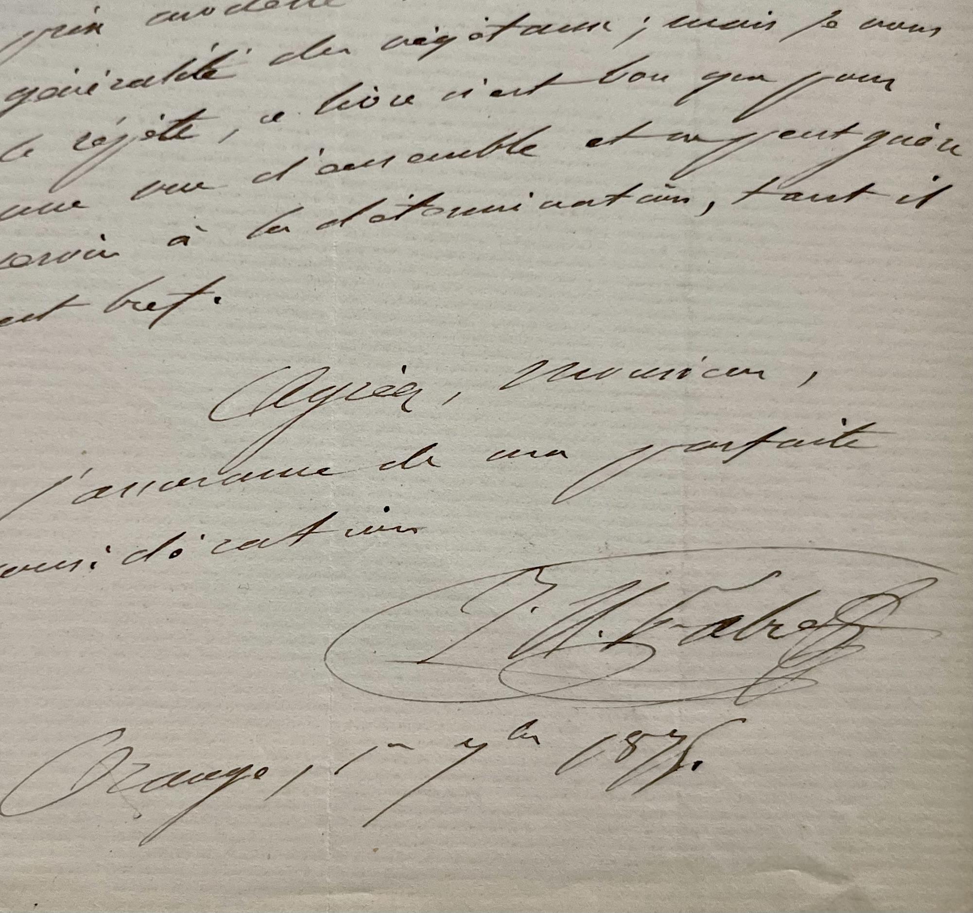 [Signé] Jean-Henri Fabre, le Homère des insectes, donne ses conseils pour des ouvrages de cryptogamie Fabre Jean-Henri 1823 1915