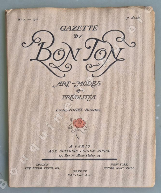 La Gazette du Bon Ton - Art - Modes & Frivolités - Lucien Vogel, Directeur. N°2 - 1920 - 3e année. (ATTENTION : NUMERO COMPLET DU TEXTE MAIS SANS LES