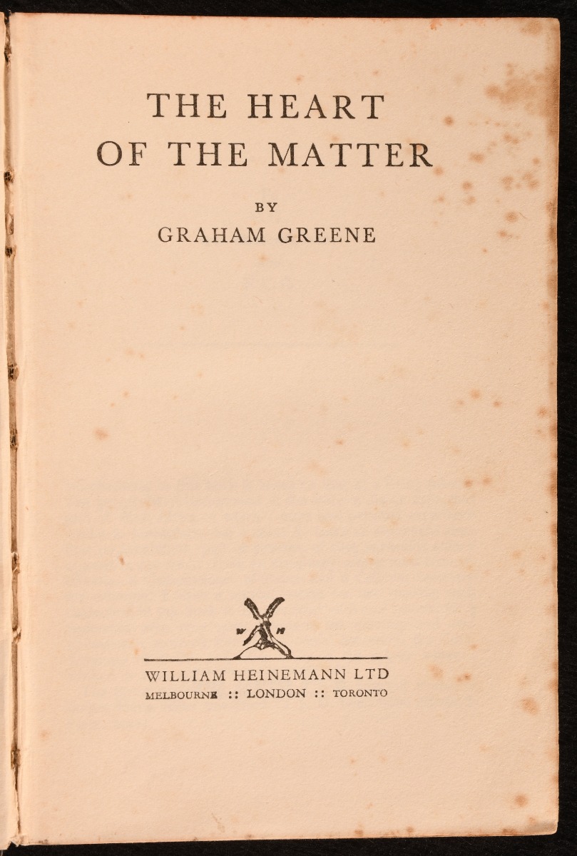 The Heart of the Matter by Graham Greene: Good Only Cloth (1948) First ...