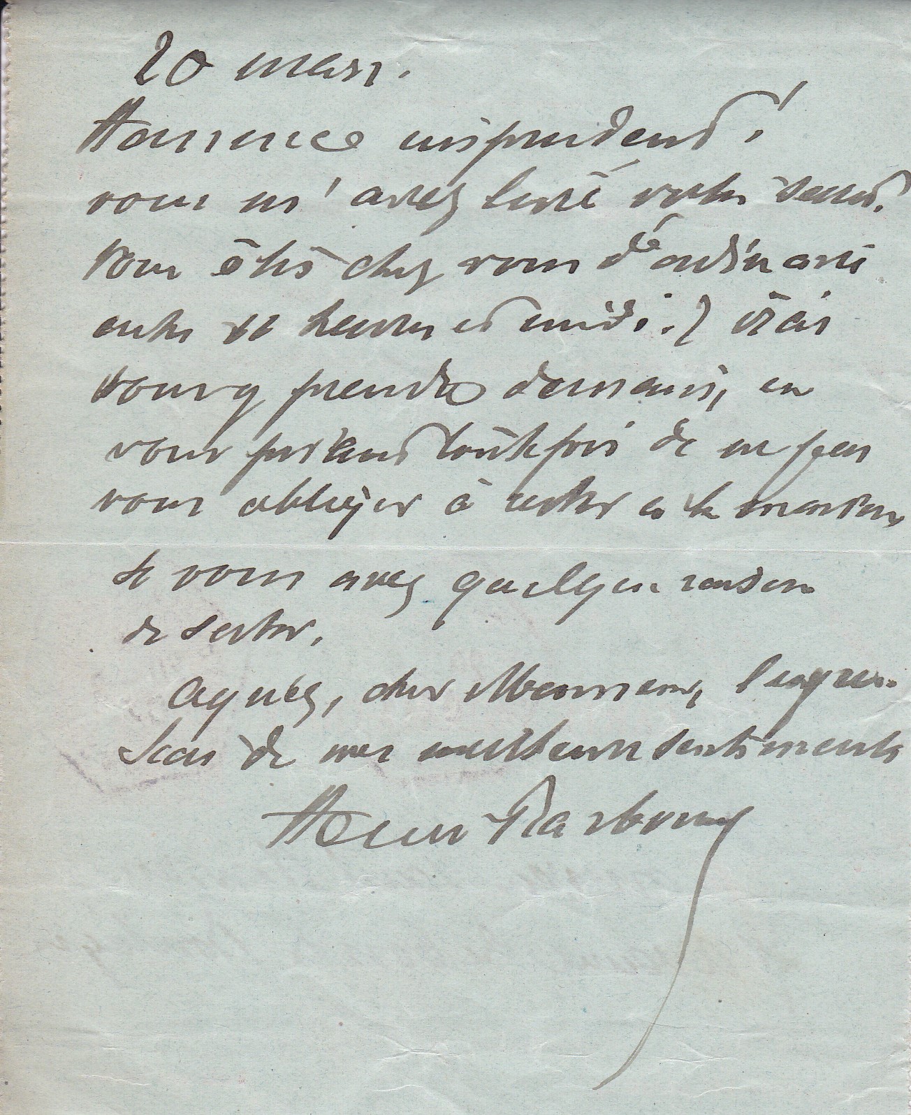 Lettre autographe signée Henri Barboux (1834-1910), avocat. [Occasion - Bon] [Couverture rigide]