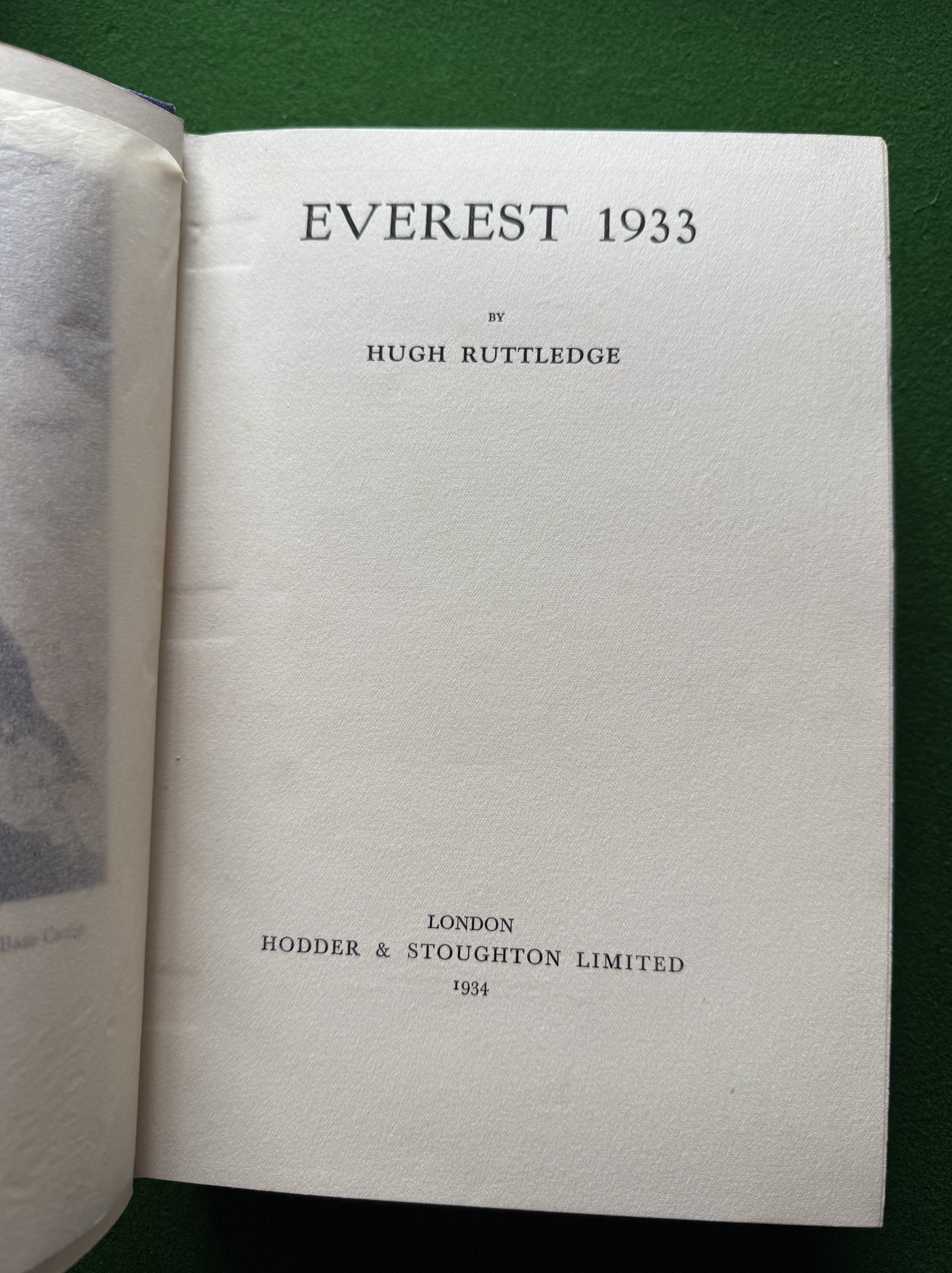 Everest 1933 by Ruttledge, Hugh: Very Good Hardcover (1934) 1st Edition ...