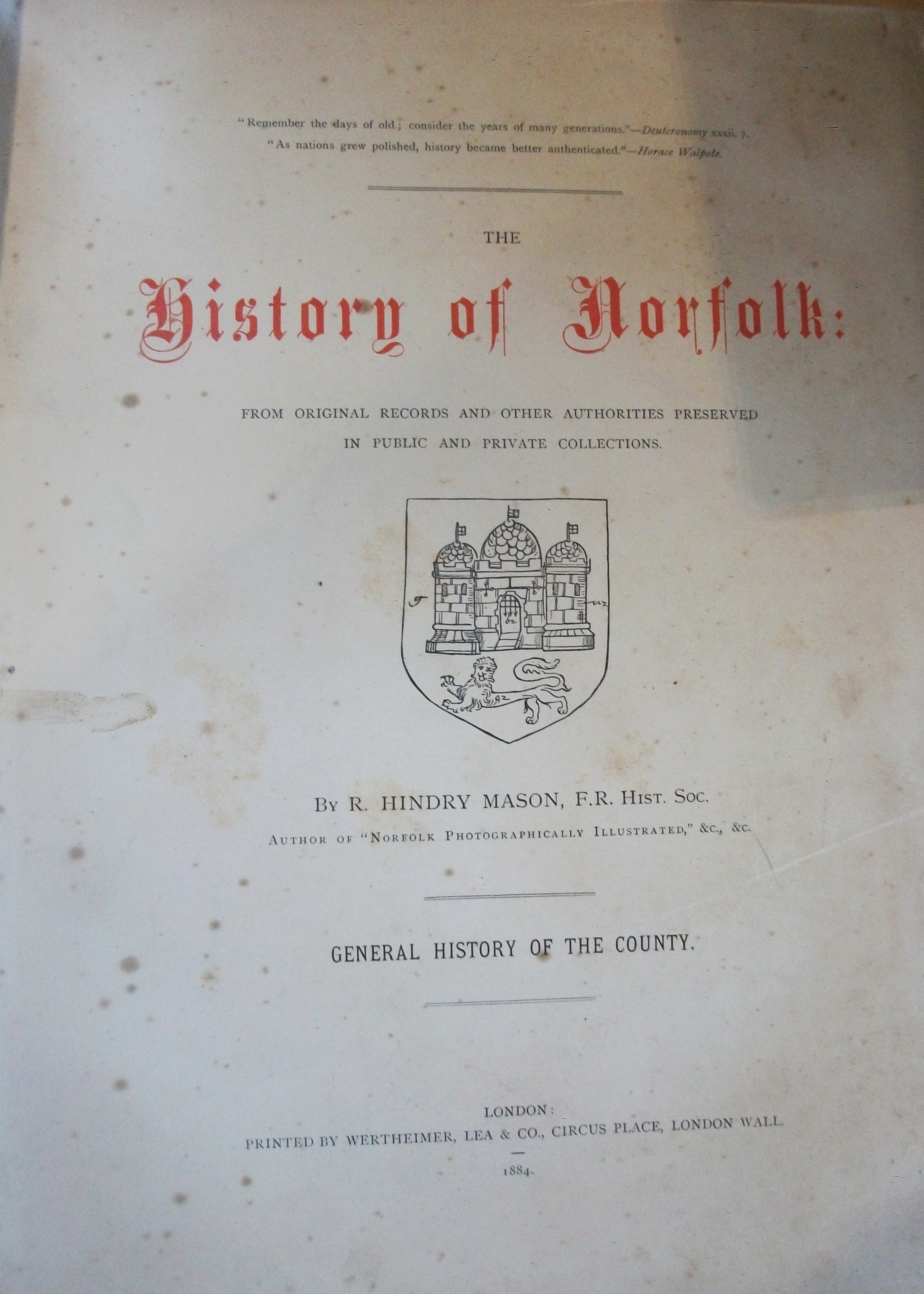 The history of Norfolk : from original records and other authorities ...