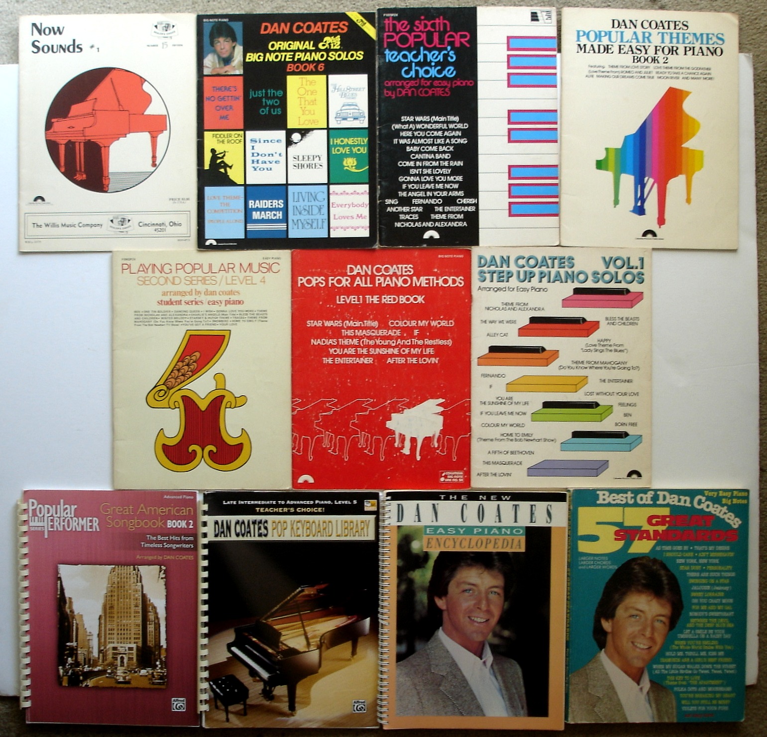 Lot of 11 Dan Coates Songbooks for Easy to Advanced Piano, Vintage/Newer [Used - Good] [Softcover]