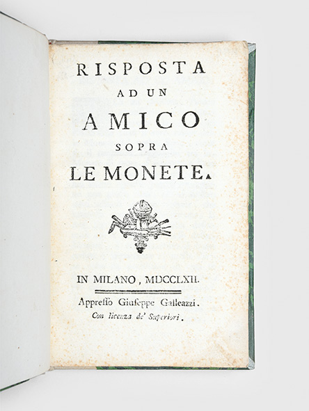 Risposta ad un amico sopra le monete. CARPANI, Francesco Maria.