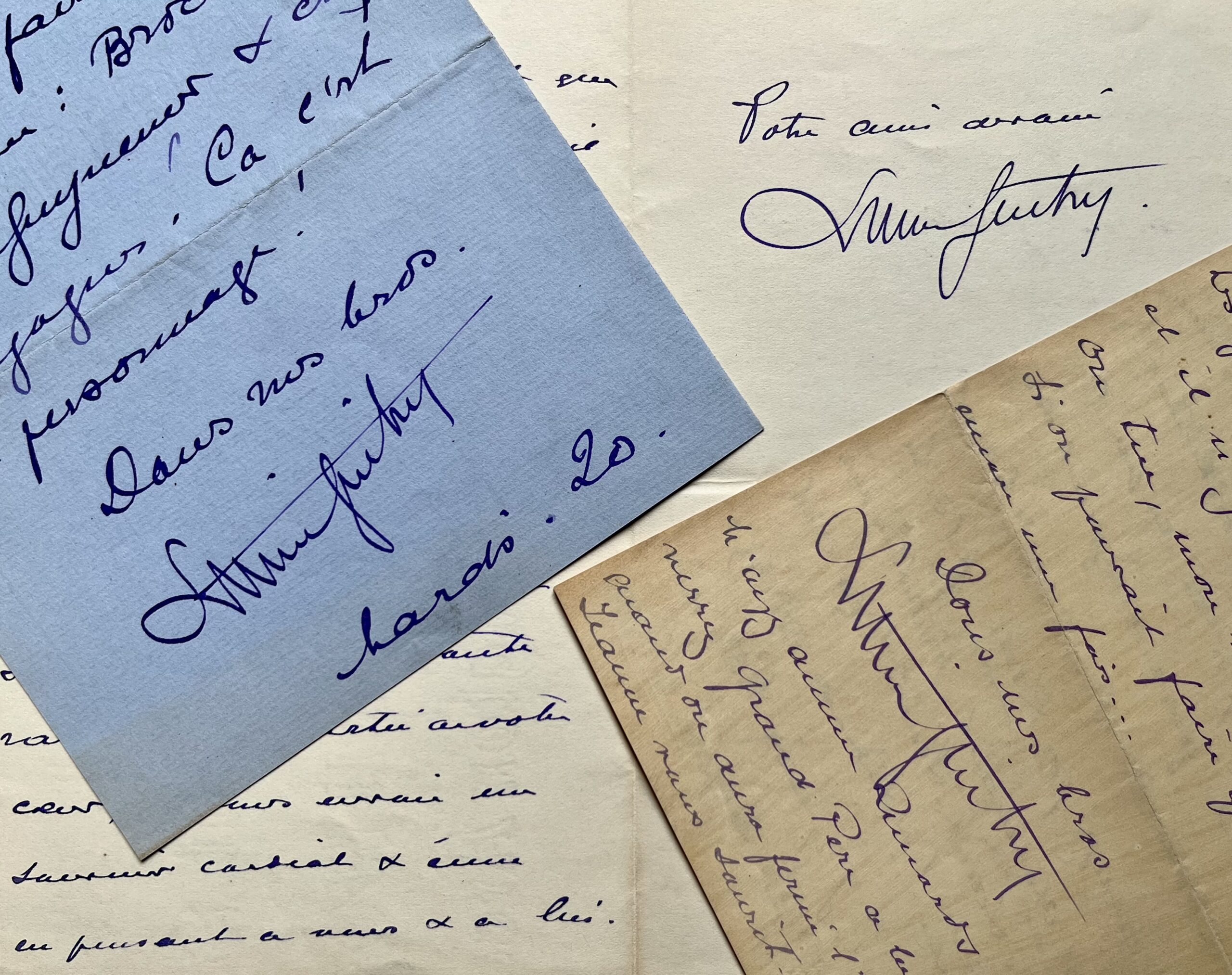 Truculente correspondance de 3 lettres de Lucien Guitry sur son travail, sa santé et sur la guerre Guitry Lucien 1860 1925