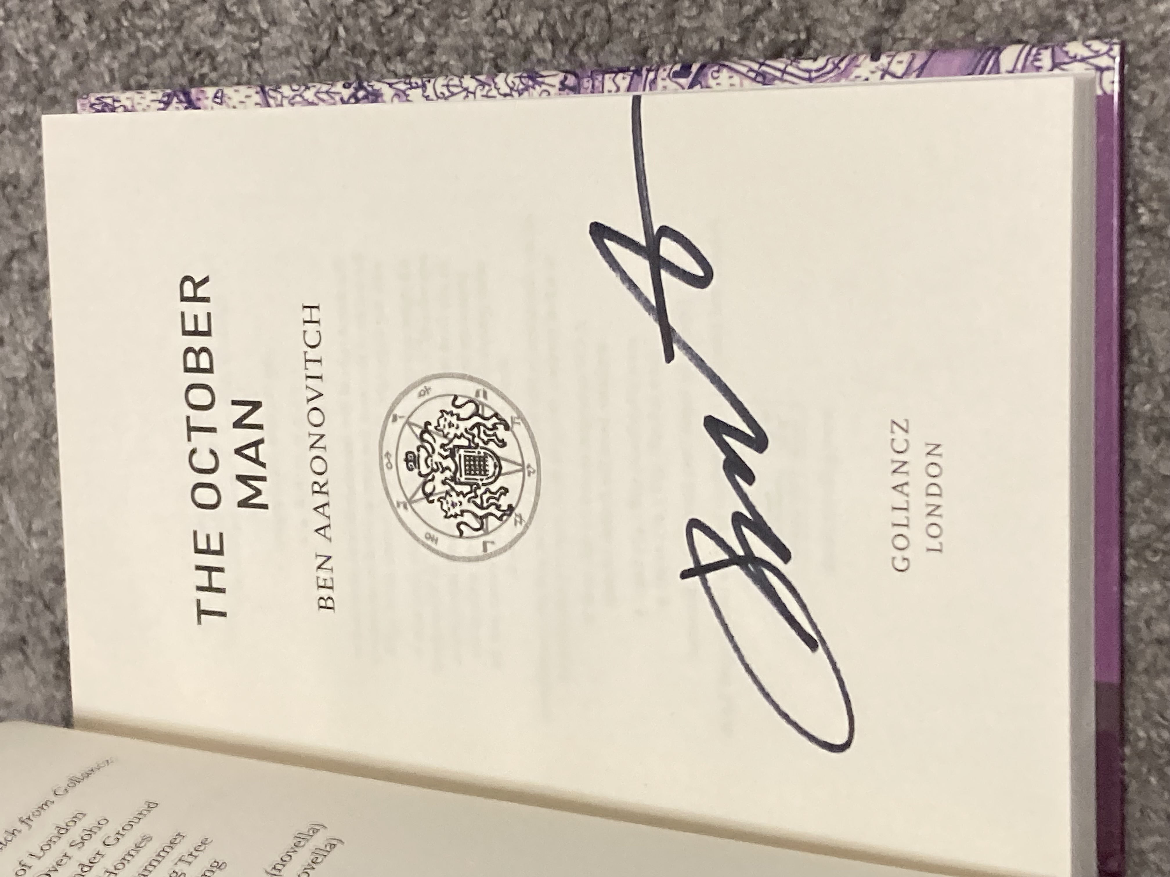 Octomerman THE OCTOBER MAN: SIGNED UK FIRST EDITION HARDCOVER by Ben Aaronovitch ...
