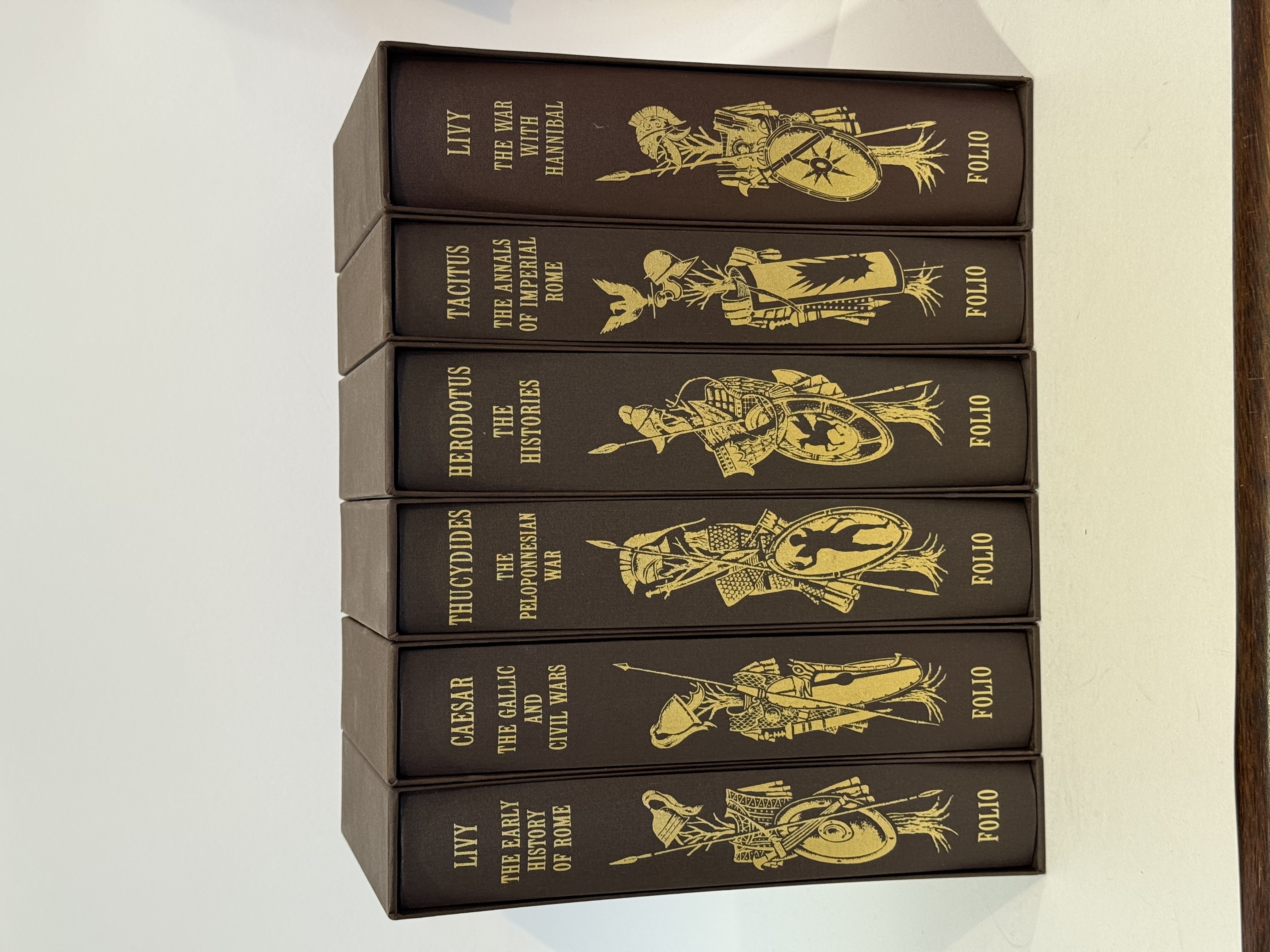 Six titles in Classical Civilisation- The Folio Society (6 vols.) Livy, Caesar, Thucydides, Herodotus, Tacitus