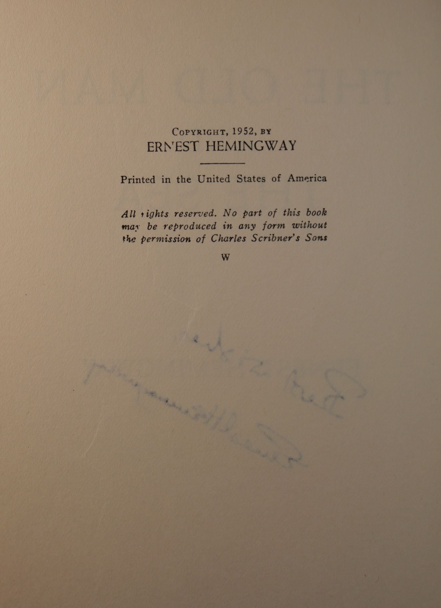 The Old Man and the Sea SIGNED by Ernest Hemingway: (1952) Book Club ...