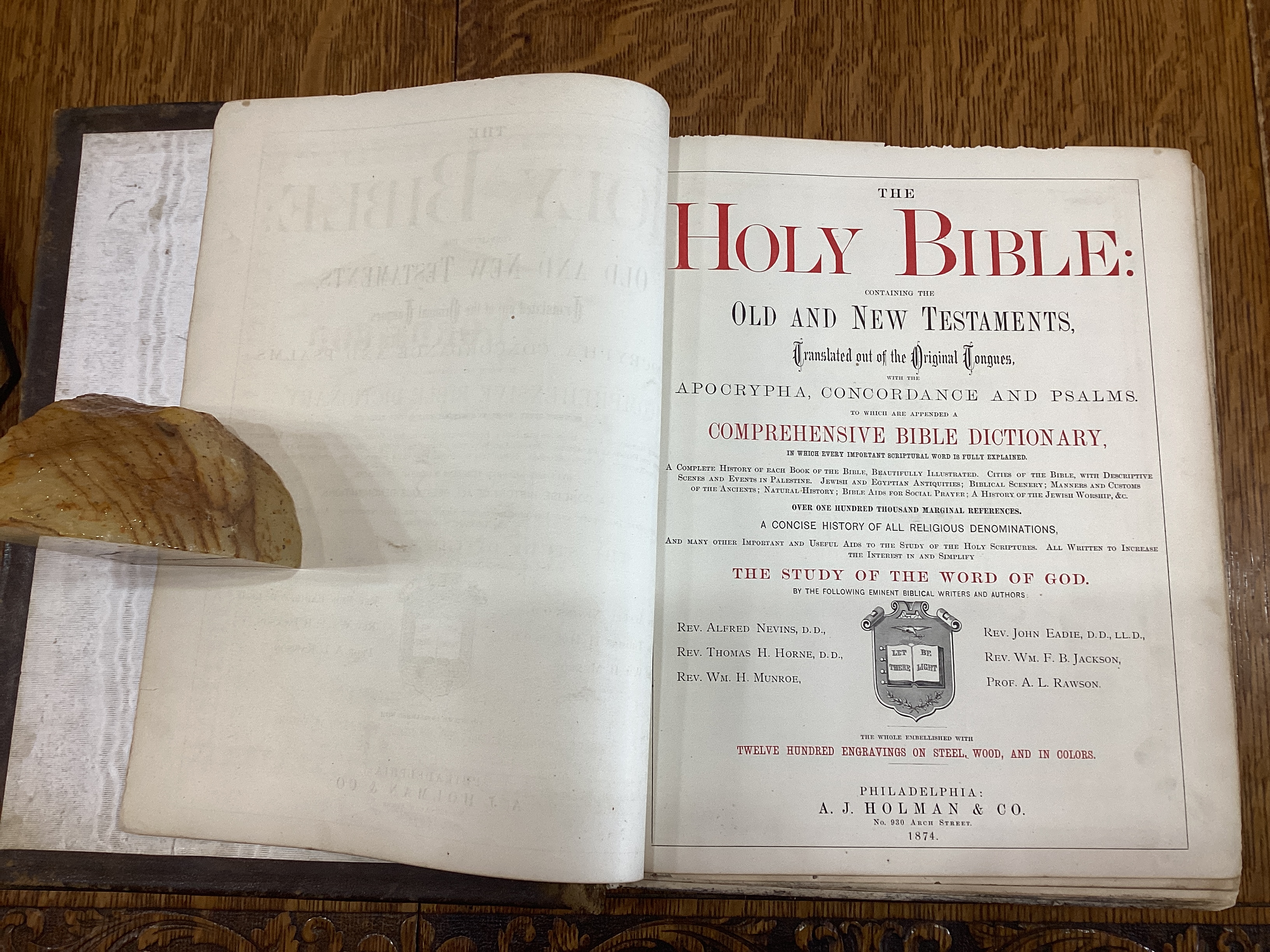 1874年「HOLY BIBLE 」キリスト 聖書 大型 アンティーク 12 【公式通販】