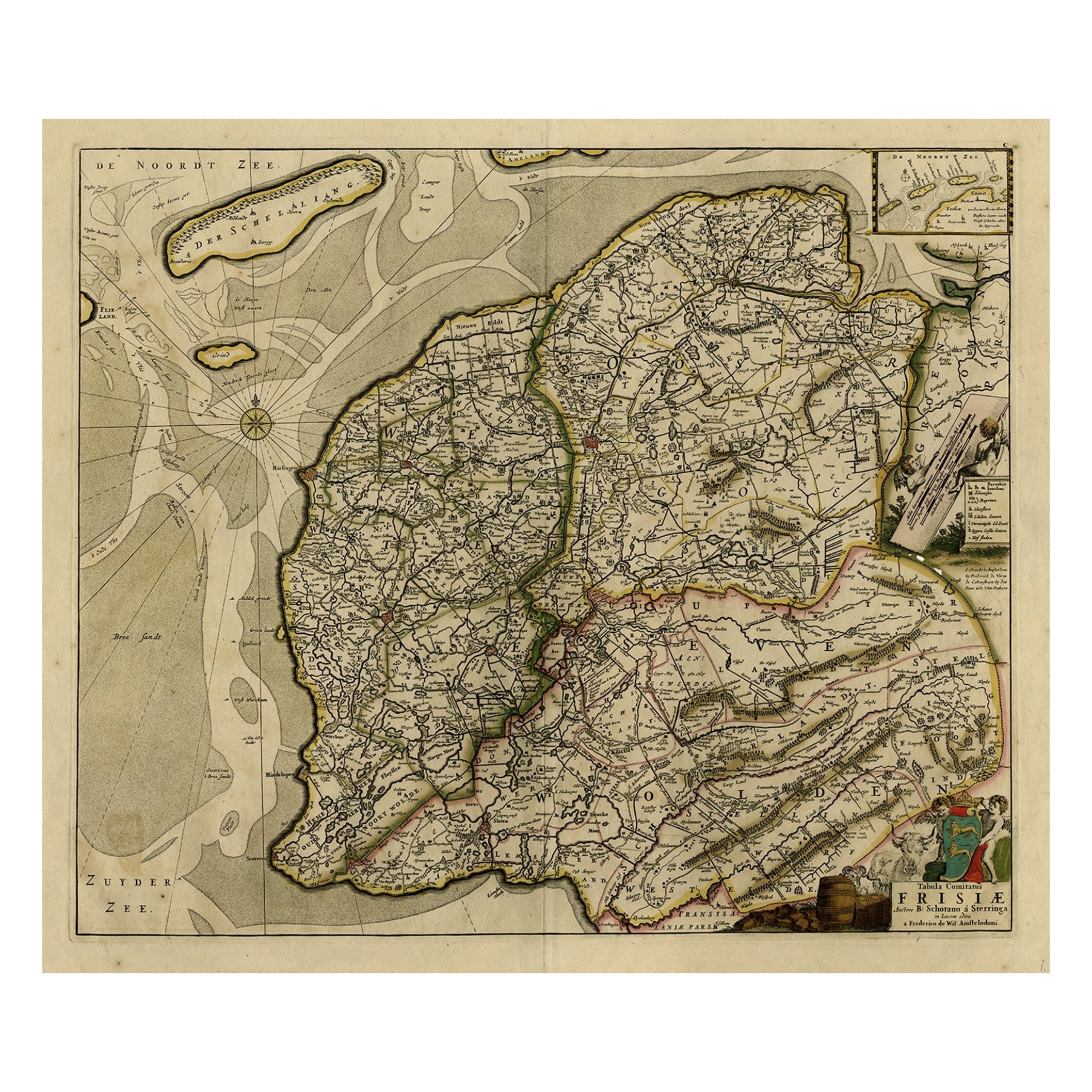 Map of Friesland with Terschelling, Vlieland, Ameland En Schiermonnikoog, C.1670