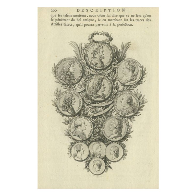 Antique Print of the House of Orléans, c.1790