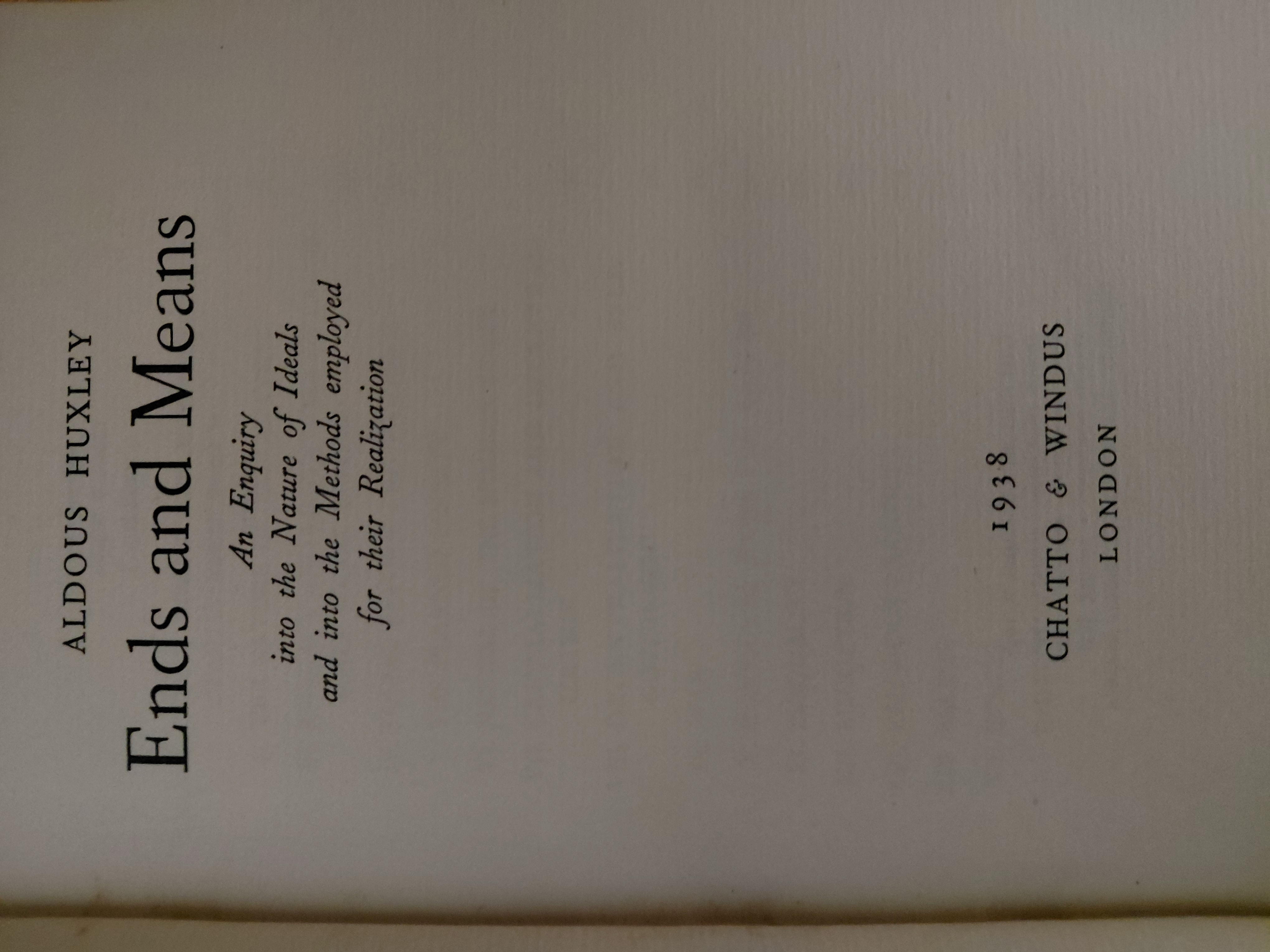 Ends and Means by Aldous Huxley – AbeBooks