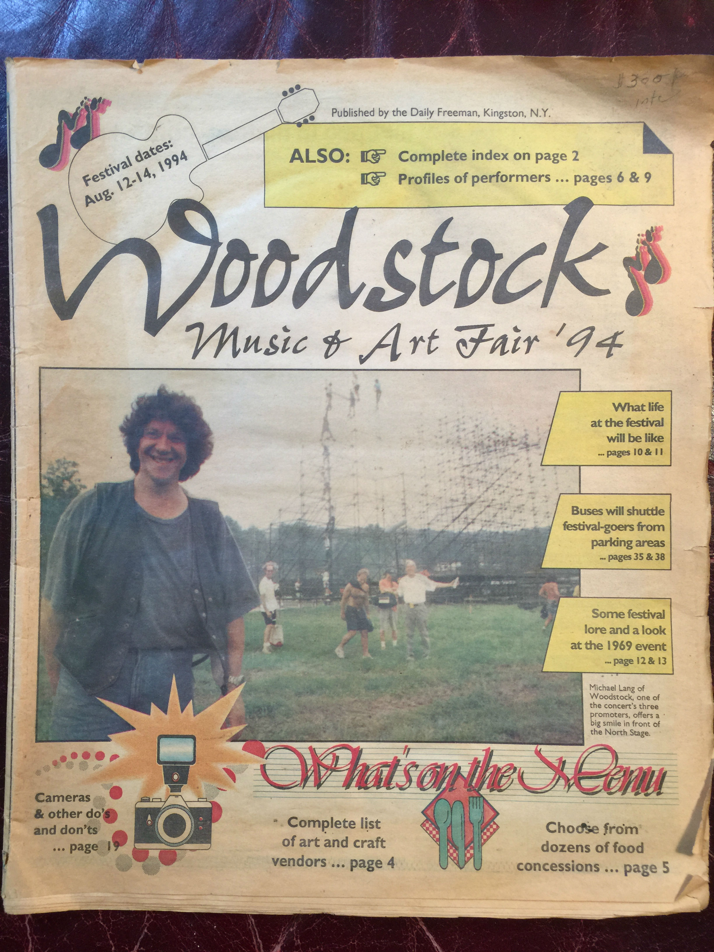 WOODSTOCK MUSIC AND ART FAIR 94 WOODSTOCK II Original 65 pp.1994