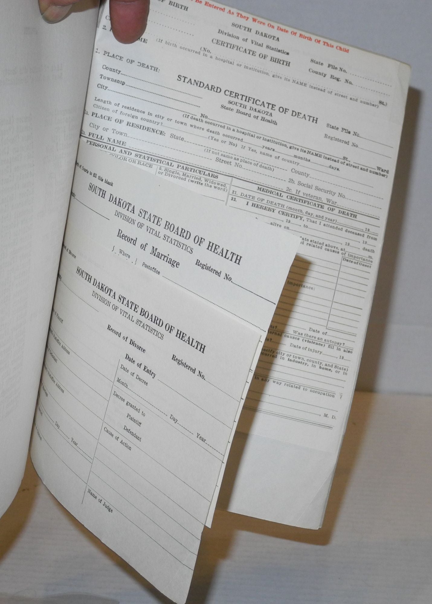 Guide to public vital statistics records in South Dakota by South
