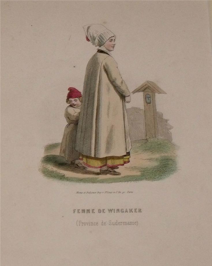 Attractive original engraving of Femme de Wingaker. (Province de Sudermanie) Woman from Wingaker. Province of Södermanland. MM. CAMINO ET REGAMEY. [