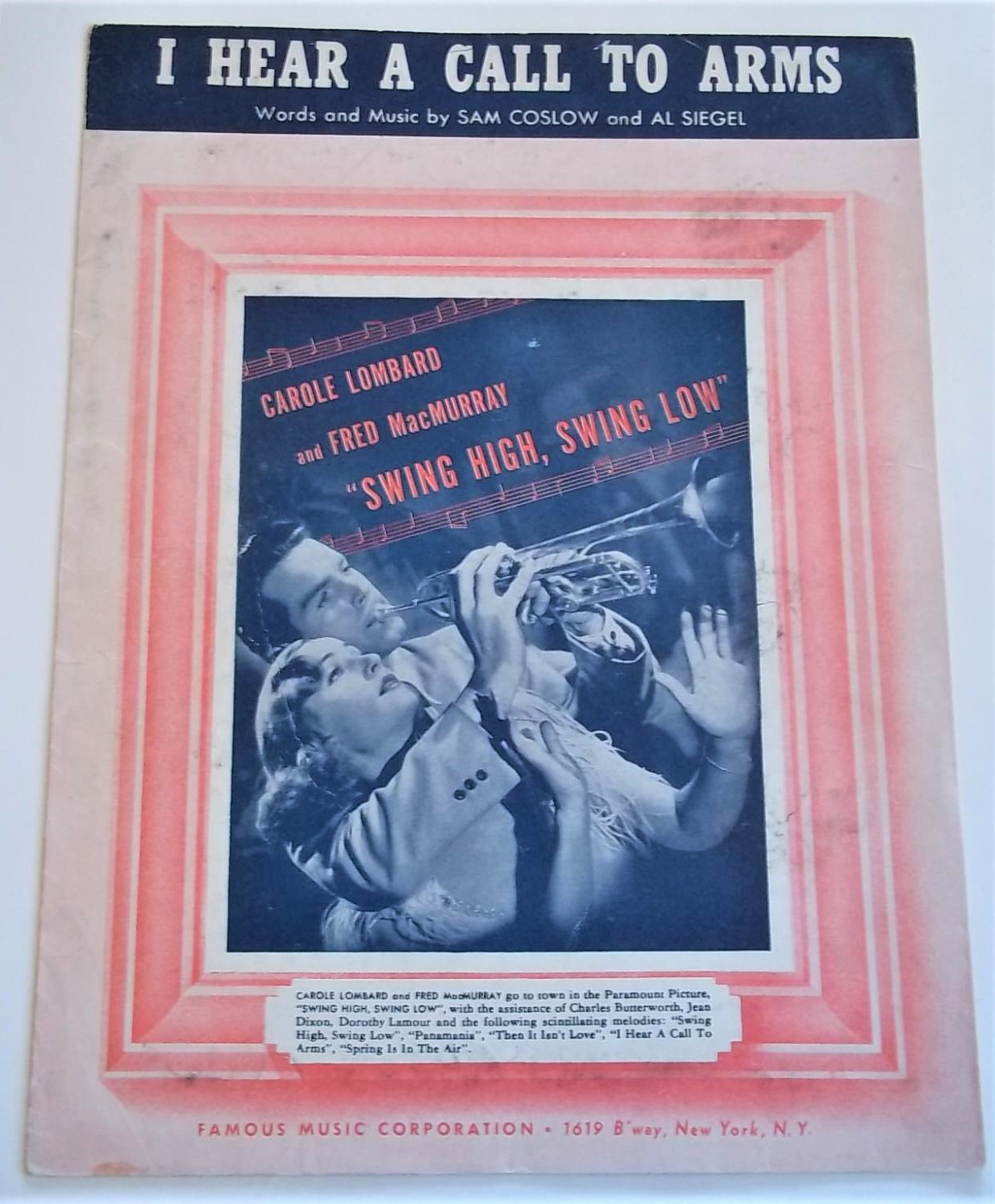 I Hear A Call To Arms (Sheet Music) (Cover Photo of Carole Lombard and