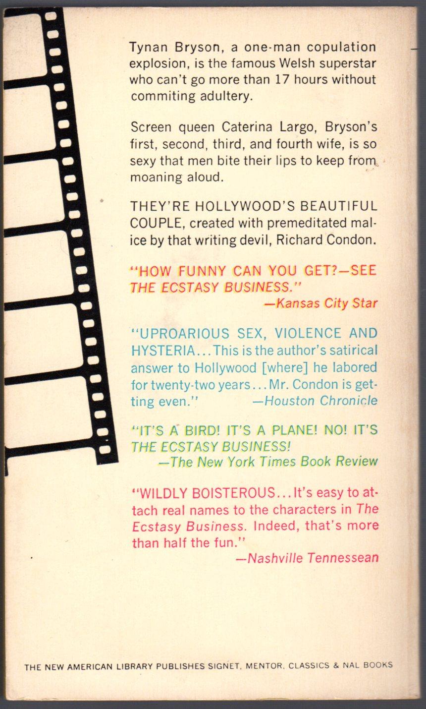 THE ECSTASY BUSINESS by Condon, Richard Near Fine Soft cover (1968) 1st Printing Mirror Image Book pic