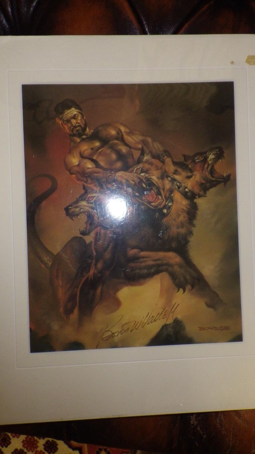 Boris Vallejo SIGNED ARTWORK of Man riding an Animal with 3 Heads in ...