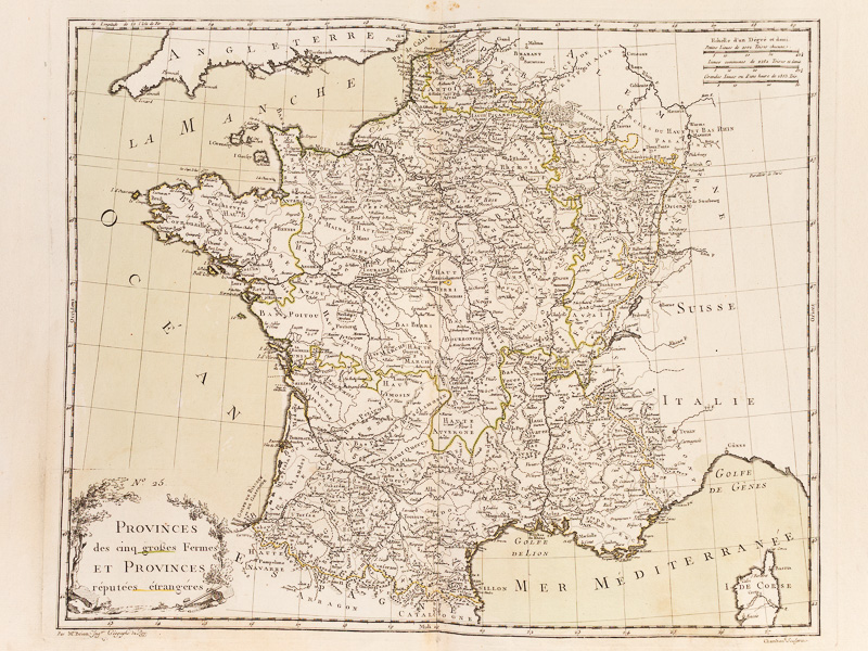 Provinces Des Cinq Grosses Fermes Et Provinces Reputees Etrangeres Belle Carte En Coloris D Epoque Extraite De L Atlas La France Consideree Sous Tous Les Principaux Points De Vue Qui Forment Le Tableau