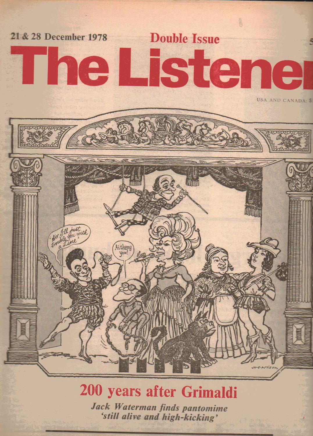 The Listener Magazine 21 28 December 1978 0 Years After Grimaldi Iris Murdoch Poem De Iris Murdoch Others 1978 Revista Nbsp Nbsp Publicacion Savery Books