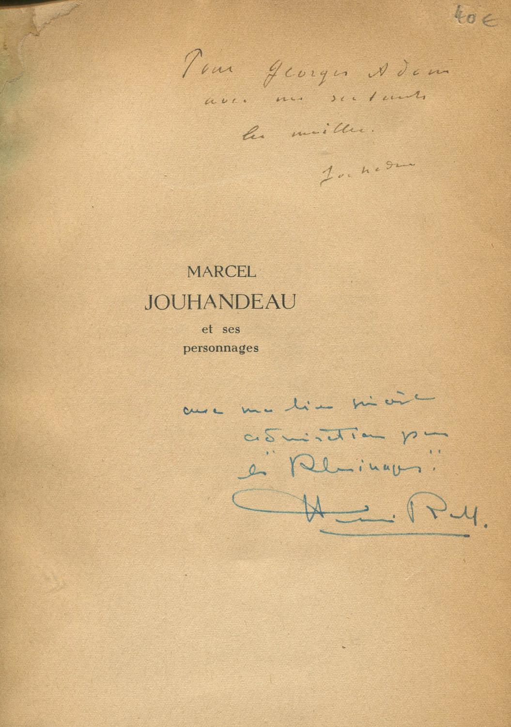 Marcel Jouhandeau et ses personnages. by JOUHANDEAU]. RODE (Henri). 7