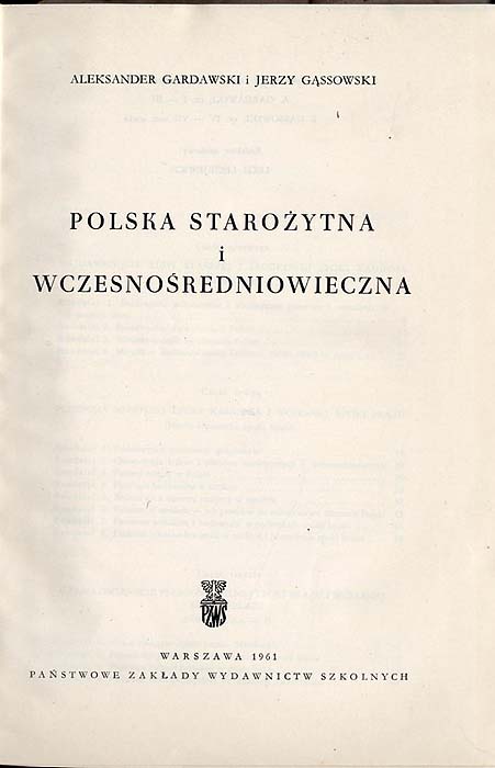 Polska starozytna i wczesnosredniowieczna by Gardawski Aleksander ...