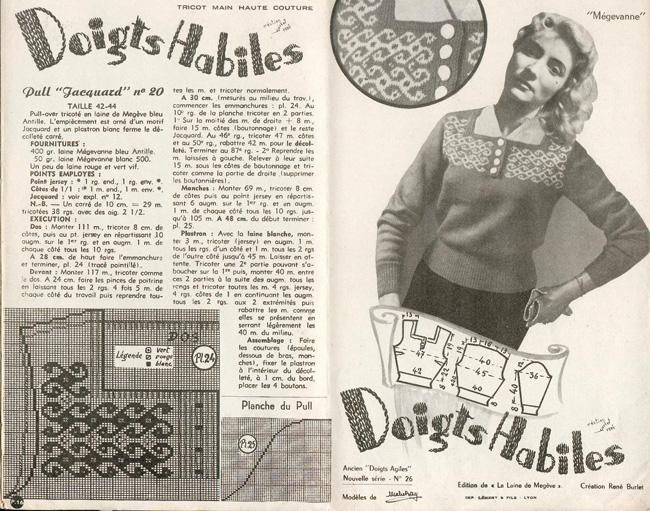 DOIGTS HABILES. 20 Modèles Inédits. Le Tricot de Haut Luxe à la portée de Tous. N° 26 Burlet (René) [ ] [Couverture souple]