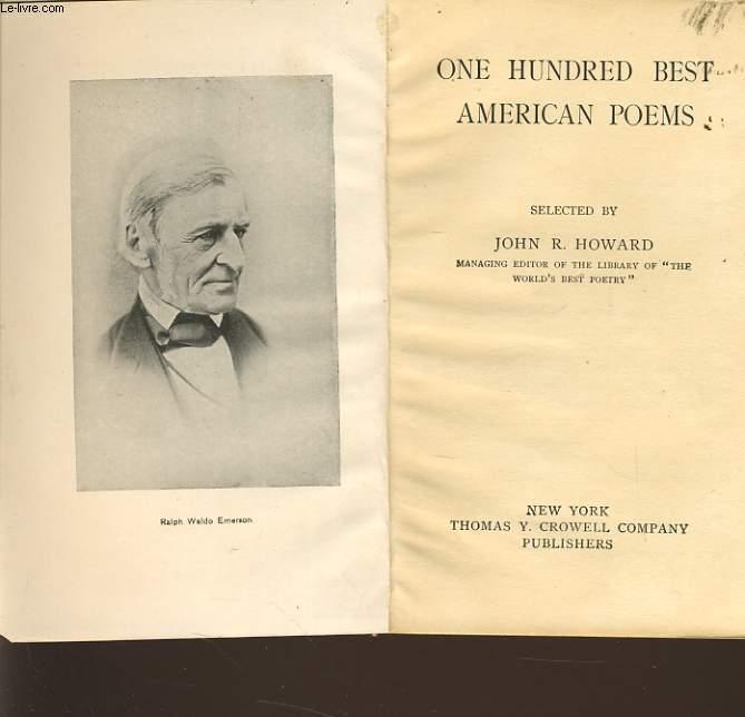 ONE HUNDRED BEST AMERICAN POEMS by JOHN R. HOWARD bon Couverture