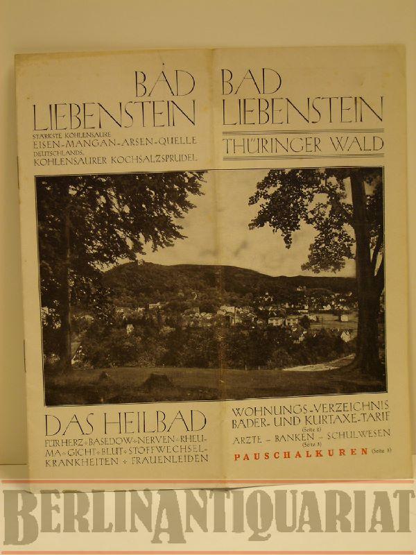 Bad Liebenstein Thuringer Wald Wohnungsverzeichnis Bader Und Kurtaxe Tarif Arzte Banken Schulwesen Illustr Original Broschur 1930 Berlinantiquariat Karl Heinz Than