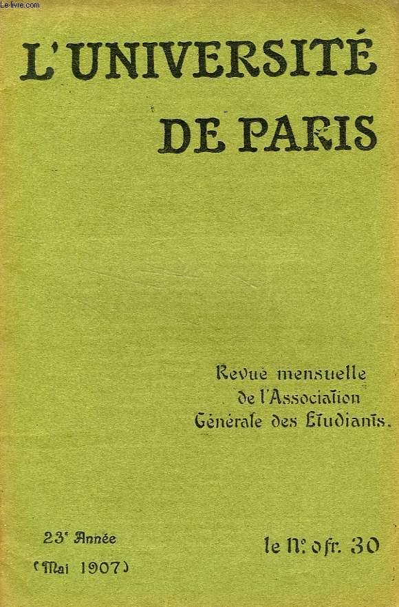 L'UNIVERSITE DE PARIS, 23e ANNEE, MAI 1907 von COLLECTIF: bon ...